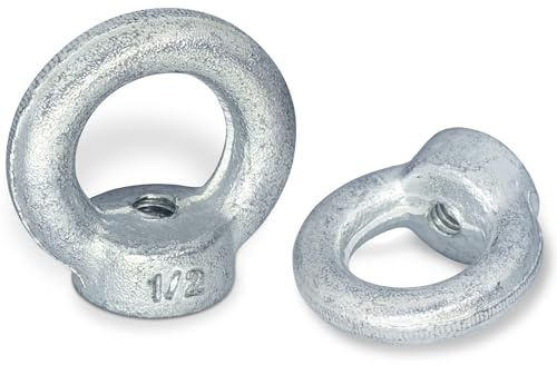 1/2-13 Lifting Eye Nuts, Drop Forged Galvanized Threaded Fastener, UNC Standard Ring Shape Lifting Eye Nut, 2 Packs