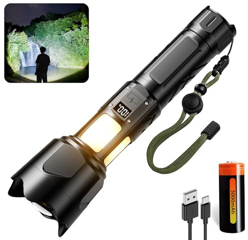 Taschenlampe Led Aufladbar 500000 Lumen, Led Taschenlampe Extrem Hell Mit 360° COB Arbeitsleuchte USB Taschenlampen, 7 Modi Starke Taschenlampe Batteriebetrieben für Camping Notfälle