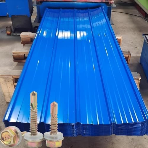 WJYWX Dachplatten, Wellbleche, Metall-Dachbahnen, Welldachplatten, für Gewächshäuser, Schuppen, Hütten, Zwinger oder Garagen (120 x 90 cm, 5 Stück)