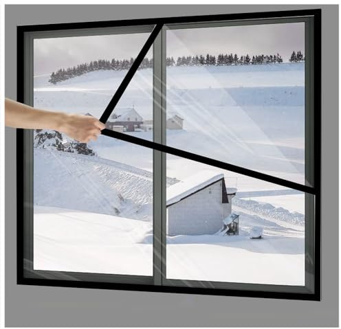 Indoor Patio Door and Window Insulation Film tarp Black W125 x H190cm for Aluminum Window Frame,Wrought Iron Grills,Sliding Window,Casement Window,Bathroom