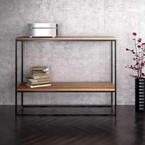 Snowflyk Konsolentisch für Sofas, Langer Konsolentisch hinter der Couch, moderner Eingangstisch aus Metall im Landhausstil (schwarz, 80 x 25 x 80 cm)