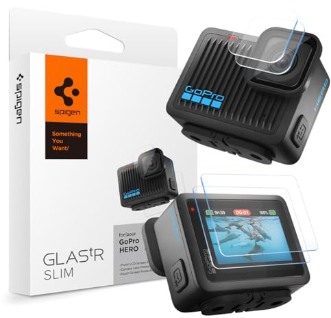 Spigen Schutzfolie [4 Stück] für GoPro Hero 4K | (2 Objektiv Schutzglas + 2 Touchscreen Schutzglas), Gehärtetes Glas, Kristallklar, Kratzfest, Hochauflösend, 9H