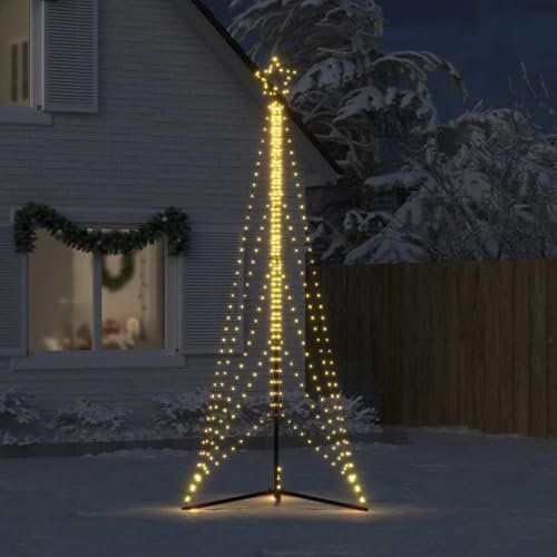 KOIECETA LED Weihnachtsbaum mit Erdnägeln Lichterbaum Weihnachtsdeko Stern Beleuchtung Außen Beleuchtet Lichterkette 525 LEDs Warmweiß 302 cm