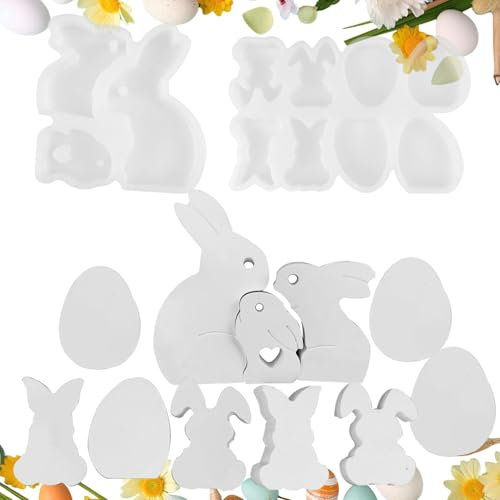 Hasenstatuenform, Hasenform für Fondant | Osterhase Zement Gipsform, Kaninchen Tier Zement Gips Epoxidharz Silikonform für Ostern Urlaub Frühling 2X