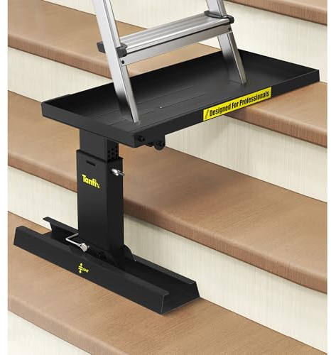 Tanfix - Heavy Duty Folding Ladder Extender Pro, Heavy Duty Steel Material, Pro Ladder Extension for Stairs with Non-Slip Mat, Height Adjustable from 9.5 to 15
