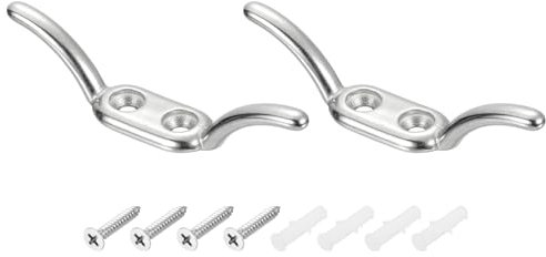 sourcing map 2Pcs 89x16mm Blind Cord Cleats, Blind String Safety Rope Stainless Steel Holder, Window Cord Hooks with Screws for Curtains Sun Shades Ropes, Silver