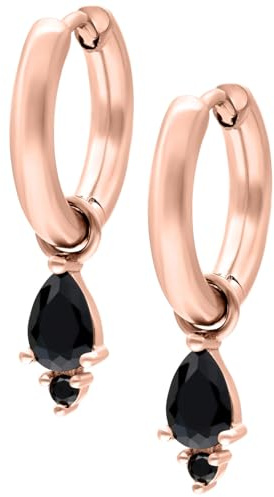 Wildcat Ohrringe - Little Tear Hoops - Black, Roségold - Chirurgenstahl 316L - wasserfest, langlebig, hautverträglich, Roségold, Schwarz