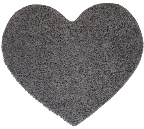 NYVI Badematte NYVISpa Lasalle Herz 70x80 cm Grau Herzform - Badezimmerteppich - rutschfest, Saugfähig, Schnell Trocknend, Fußbodenheizung geeignet, Oeko-TEX, Waschbar, Weich