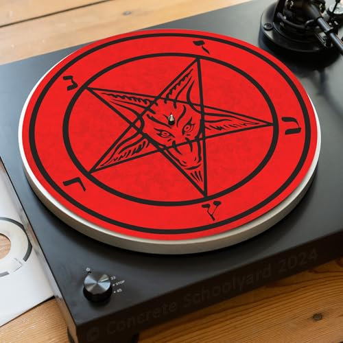 Heavy Metal Pentagramm für Plattenspieler | Weich Hochwertiger Filz Turntable Matte | Baphomet 666 Thrash Punk Rock Schwarzer Vogel Plattentellerauflage | Produziert in Berlin von Concrete Schoolyard