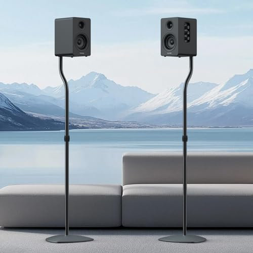 Anautin Universal Speaker Stands Pair, Satellite & Bookshelf Speaker Stands-28-38in Adjustable, Surround Sound Speaker Stand for Home Theater, Compatible to Sony/Bose/JBL/Sonos/Klipsch/Edifier/Polk
