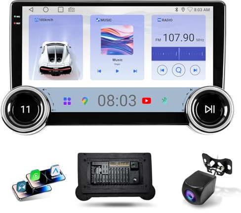 Radio Coche 2 DIN con CarPlay y Android Auto - Pantalla Táctil de 10.1 Pulgadas, Autoradio con Bluetooth, Mirror Link, Navegación, Control por Voz, Cámara de Respaldo (2+64G)