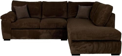 Bliss Furniture's Jumbo Cord Elegant L Shape 4-Seater Right- Hand Corner Sofa Set, Your Comfort Haven in the Living Room, Our Stunning Jumbo Cord Sofa Collection (Brown, Right Hand Corner)
