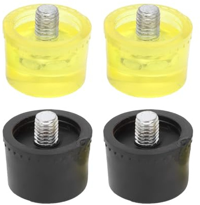 4 Stück Gummihammer, 25mm Kleine Gummihammer Ersatz Striking Kopf Gelb Schwarz Mallet Kopf Tipps für Schmuck DIY Handwerk Werkzeuge Leder Handwerk