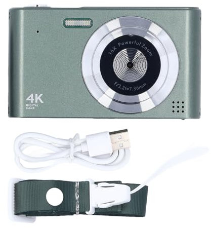 4K HD Digitalkamera 16x Zoom 48MP Tragbare CCD -Kamera mit LED -Taschenlampe AF Auto Focus CCD -Kamera für Fotografie -Reise Vlogging (Grün)