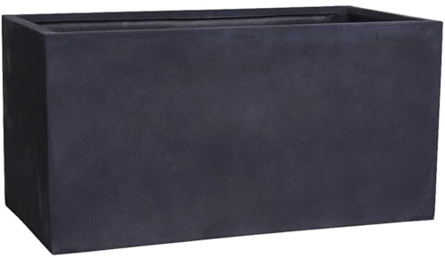 VIVANNO Pflanztrog Fiberglas Steinoptik Anthrazit, 40x80x40 cm Blumentrog | Rechteckiger Blumenkübel für Garten und Terrasse, wetterfester Sichtschutz und Raumteiler, frostsicherer Pflanzkübel