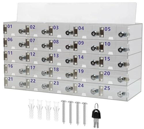 15/20/25 Slot Acryl Handy Safe Storage Box Für Schule Clear Locker Reserviert Lade Threading Loch(25bits)