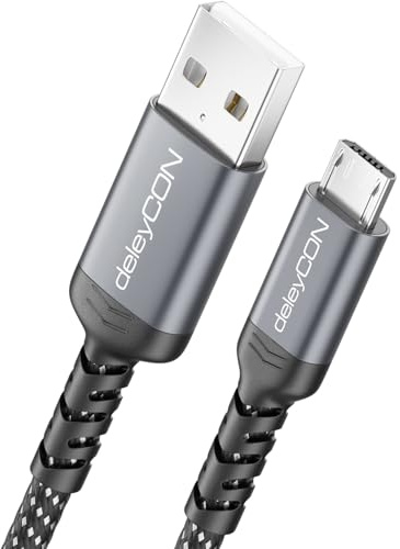 deleyCON 1,5m Cable Micro USB Cable de Carga y Datos Cargar y Sincronizar USB-A a Micro USB Adaptador - Móvil Smartphone Tablet Cámara Mando PS4 etc.