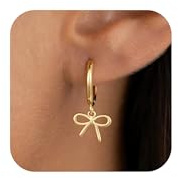 WATEFOER Gold Schleifen Ohrringe für Damen Mädchen, 18K Vergoldet Bogen Ohrstecker Hypoallergen Schleife Creolen Ohrringe Schmuck Geschenke für Muttertag