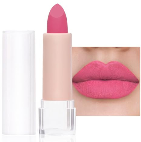 Rouge à lèvres mat rose, imperméable, résistant aux baisers, rouge à lèvres rose durable, hautement pigmenté, anti-transfert, formule hydratante, texture crémeuse et douce