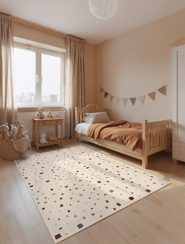 Hanse Home Adventures Kinderteppich Funny Squares - Kinderzimmerteppich Karos, Mini Quadrate, Spielteppich Bunt, Junge, Mädchen, Teppich Kinderzimmer, Wohnzimmer - Creme Multifarben, 120x170 cm