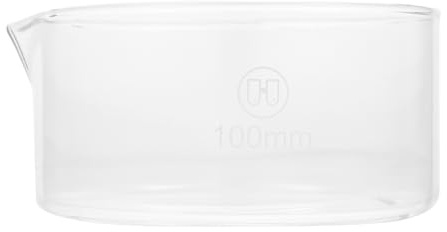 SHINYPASING Capsule D'évaporation en Verre 100mm avec Bec Verseur Plat à Cristalliser Fond Plat pour Laboratoire et Usage Scolaire – Outil de Cristallisation Réutilisable Résistant