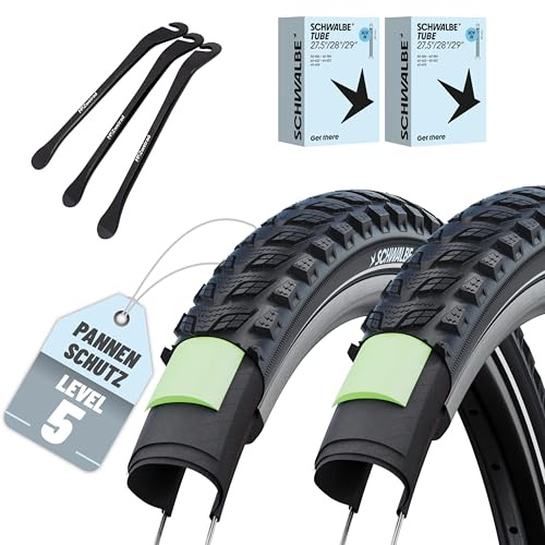 2er Set Schwalbe Fahrradreifen Marathon 365 28 Zoll (Verschiedene ETRTO: 40/47/50/55-622) + AV, DV, SV, SCV Schlauch oder Ohne Schlauche +3 Reifenheber