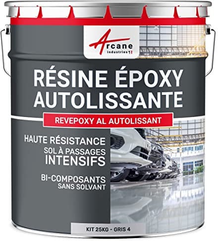 Résine Epoxy Autolissante - Peinture pour Sol : Déco intérieure, Atelier - Effet Miroir - 25 kg Gris Telegris 4 - RAL 7047 - ARCANE INDUSTRIES