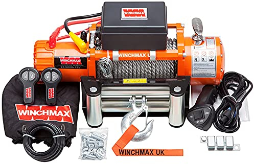 WINCHMAX Elektrische Seilwinde, 12 V, 4 x 4, für 6123 kg, kabellos, für die Bergung von Geländefahrzeugen geeignet