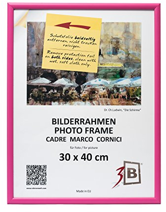 3-B Cadre de l'image ULM 30x40 cm - rose - cadre photo en bois, avec verre acrylique