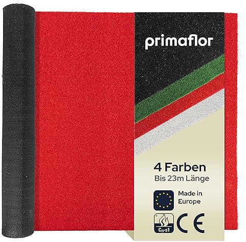 Kunstrasen-Teppich Meterware RUBY B1 - Rot, 2,00m x 2,00m, Schwer Entflammbarer Bodenbelag für Messen und Events