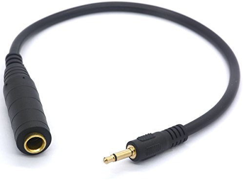 DC 3.5mm to 6.35mm Mono Cable - 6.35mm 1/4 inch Mono Jack Socket to 3.5mm 1/8 Mono Jack Plug Audio Adapter Converter Cord 1Ft (Single Channel)
