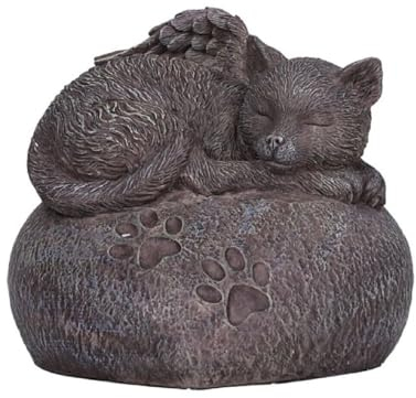 Pacific Giftware Pet Memorial My Love Sleeping Angle Cat Foot Print Rock Urn Bottom Load 30 Cubic
