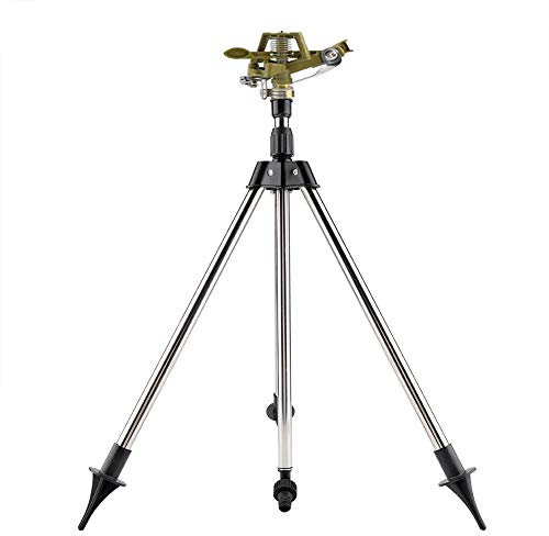 Aspersores De Riego Agricola,Aspersor Riego,Aspersores De Riego Cesped Rociador De Tripode De AleacióN De Zinc con TríPode De Acero Inoxidable Pico De Cobertura Grande Cobertura AutomáTica 360 ° Girat