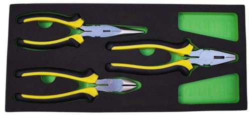 MODULO DE 3 ALICATES universal, alicate punta recta y alicate de corte EN EVA PARA CARRO DE HERRAMIENTAS
