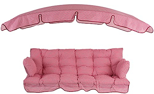 PATIO Hollywoodschaukel Auflage 170x50 mit Sonnendach Sitzkissen Bankauflage rosa Rückenlehne 2 Seitenkissen dick gepolstert Ravenna