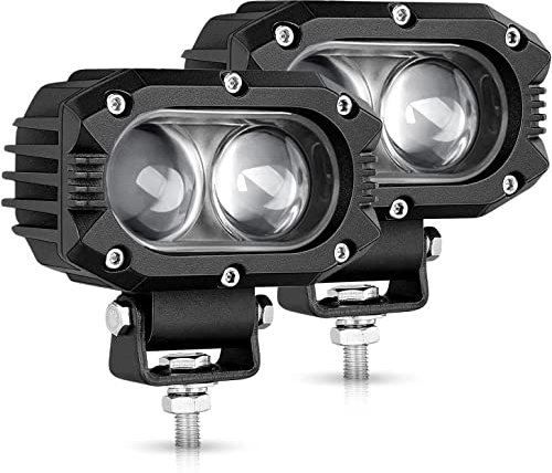 BraveWAY Phares de Travail Longue 4 Pouces 80W 9600LM Projecteur Portee Led 4x4 Antibrouillard Feux Additionnel Barre pour Moto, Voiture, Tracteur, Camion, SUV, Bâteau, Caravane