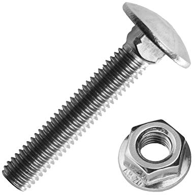 Schlossschrauben M8x70/70 mm mit Flanschmuttern M8 aus Edelstahl A2 (10 Stück) | DIN 603 & DIN 6923 - Flachrundschrauben - Sechskantmuttern mit Flansch von MESAROS®