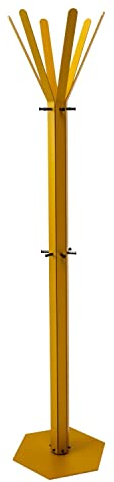 Gorillz Molto Porte-manteau debout jaune (175 x 35 x 40 cm) I Élégant porte-manteau en acier robuste avec 18 crochets I Porte-manteau peu encombrant au design sobre