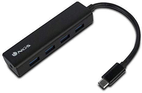 NGS Wonder HUB4 - Hub de 4 Puertos USB 3.0 a USB-C para Macbook, Ordenador Portátil y PC con Puerto USB-C