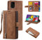 UEEBAI Hülle für Samsung Galaxy A72 4G, Retro Reißverschluss Handyhülle PU Leder Handytasche Silikon Cover mit 9 Kartenfächer Standfunktion Geldbörse Trageband Schutzhülle Flip Wallet Case - Braun