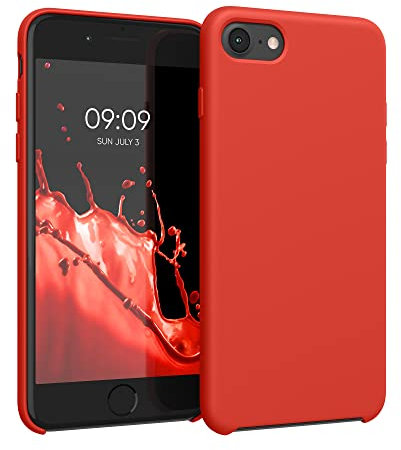 kwmobile Case for Apple iPhone SE (2022/2020) / iPhone 8/7 Case - Soft Cover - Shockproof Silicone - Wireless Charging Tangerine Orange
