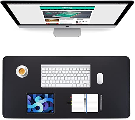 PINKCAT Schreibtischunterlage, Umweltfreundliche Naturkork & PU-Leder Doppelseitige Mauspad, Wasserdichter Schreibtisch-Schreibblock für Büro und Zuhause(Schwarz+Kork, 80 x 40 cm)