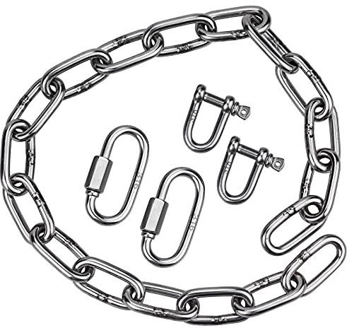 5 mm di Spessore Catena in Acciaio Inox con 2 Maglia a 2 Moschettone e Vite 5M