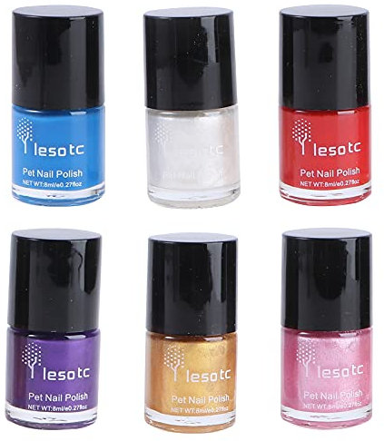 VILLCASE 6pcs Water- Base Healthy Ingredients Pet Dog Nail Polish Pet Supplies- Dog Puppy Grooming Accessories