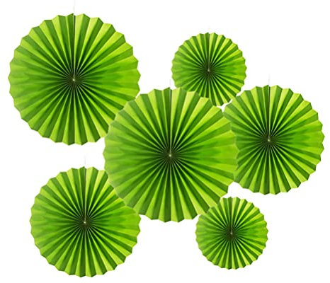 MOWO Green Paper Fans Hanging Decoration for Christmas Summer Jungle Graduation St.Patrick's Day Theme Party,6pc
