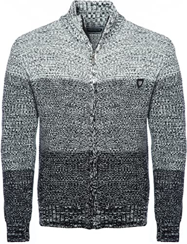 Carisma Herren Strickjacke mit Stehkragen • Angenehme Männer Freizeit-Jacke mit Farbverlauf • Herren Zipper mit Seitentasche 7778 Black XL