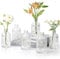 ComSaf Lot de 6 Mini vases en Verre Vintage, Mini Bouteilles Décoratives Vintage, Petits Centres de Table en Verre Mini Vase à Roses pour, Réception de Mariage, Décoration D'intérieur, Transparent