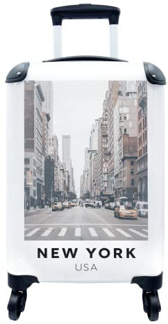 MuchoWow© Koffer Handgepäck Trolley Rollkoffer Kleine Reisekoffer mit 4 Rollen - New York - Amerika - Weg - Cabin Size < 55x40x23 & 55x40x20 cm - Fotokoffer - Kabinenkoffer - Boardgepäck