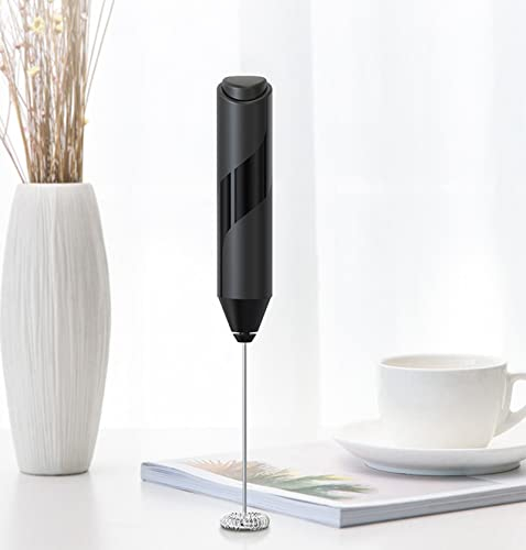 Mousseur à lait Électrique, Mousseur à Lait Électrique Mini Batteur à Oeufs,Mélangeur de Boissons avec Fouet en Acier Inoxydable et Support pour Cappuccino, Latte, lat, chocolat chaud, fouet à œufs