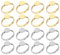 PLABBDPL 16pcs 12mm Ringrohling Basen Edelstahl Cabochon Ring Lünette Rohlinge Fingerringe Verstellbar Cabochon Fingerring Komponenten Flache Runde Pad Ring Basis für DIY Schmuck Machen, Gold, Silber